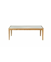 Contemporary Solid Wood Coffee Table with Frosted Glass Surface