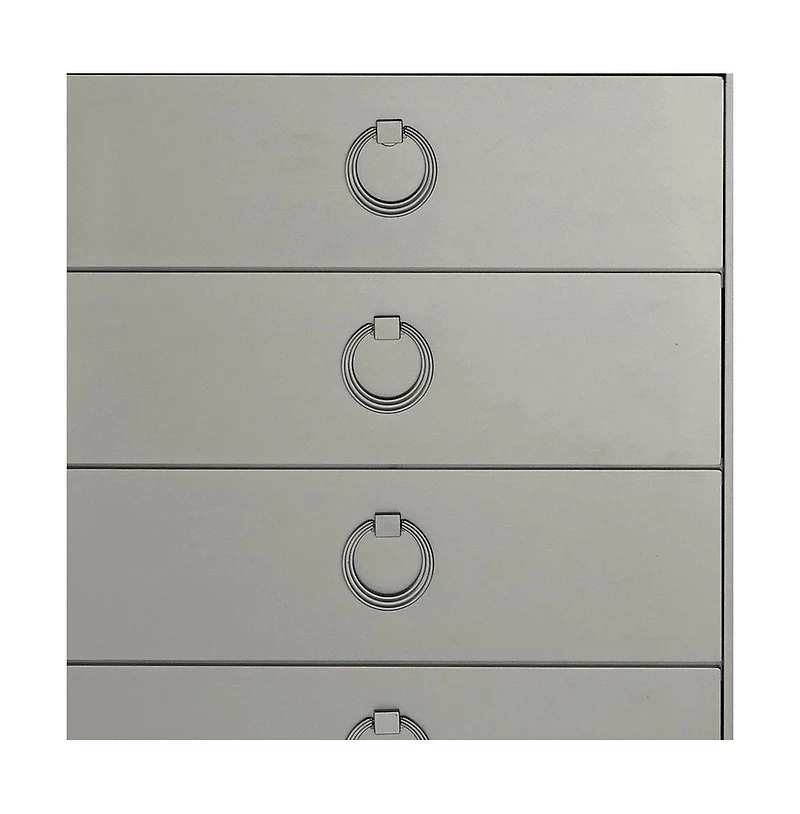 Solid Wood Five-Drawer Chest with Mirrored Accents for Bedroom Storage