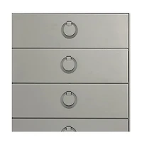 Solid Wood Five-Drawer Chest with Mirrored Accents for Bedroom Storage