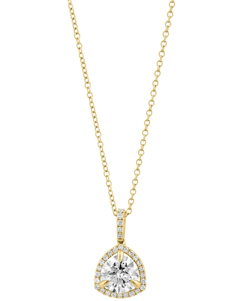 Effy Lab Grown Diamond Halo Pendant Necklace (2-1/4 ct. t.w.) in 14k Gold, 17" + 1" extender