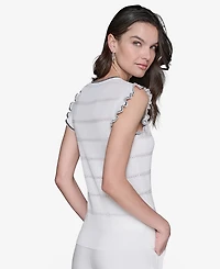 Karl Lagerfeld Paris Women's Pointelle Knit Sleeveless Top