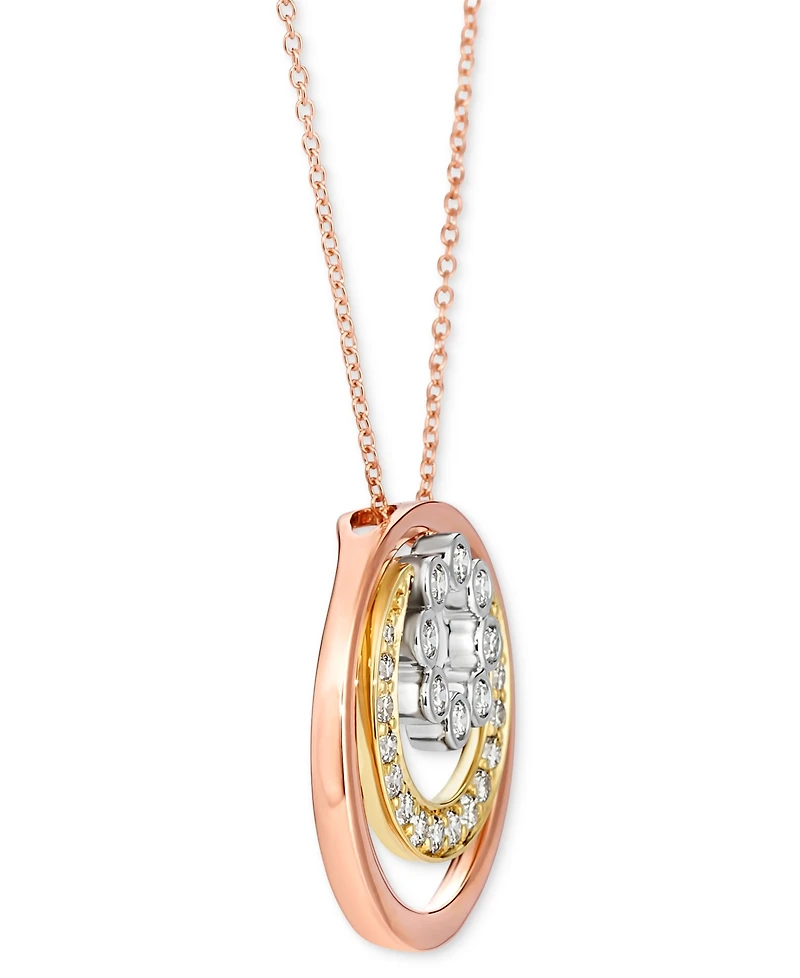 Le Vian Nude Diamond Graduated Circle Adjustable 20" Pendant Necklace (5/8 ct. t.w.) in 14k Tricolor Gold