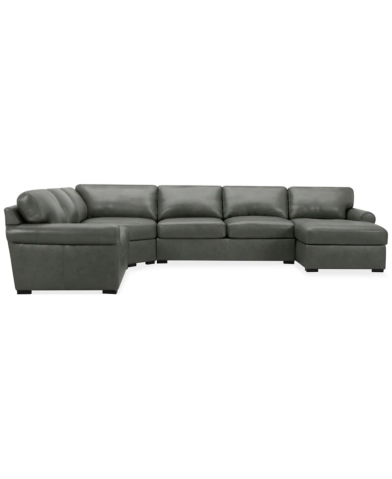 Radley Roll Arm 152" -Pc. Leather Wedge Corner Chaise Sectional