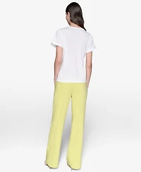 Karl Lagerfeld Paris Women's Crewneck Tulip-Sleeve Blouse