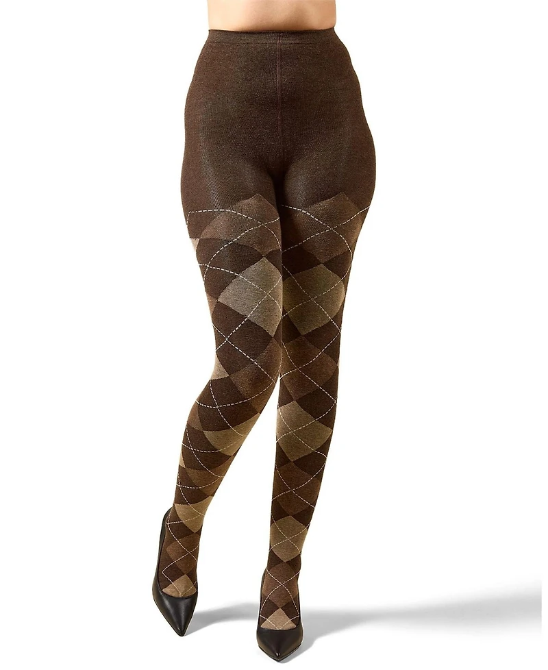 MeMoi Women's Textured Argyle Patterned Sweater Tights