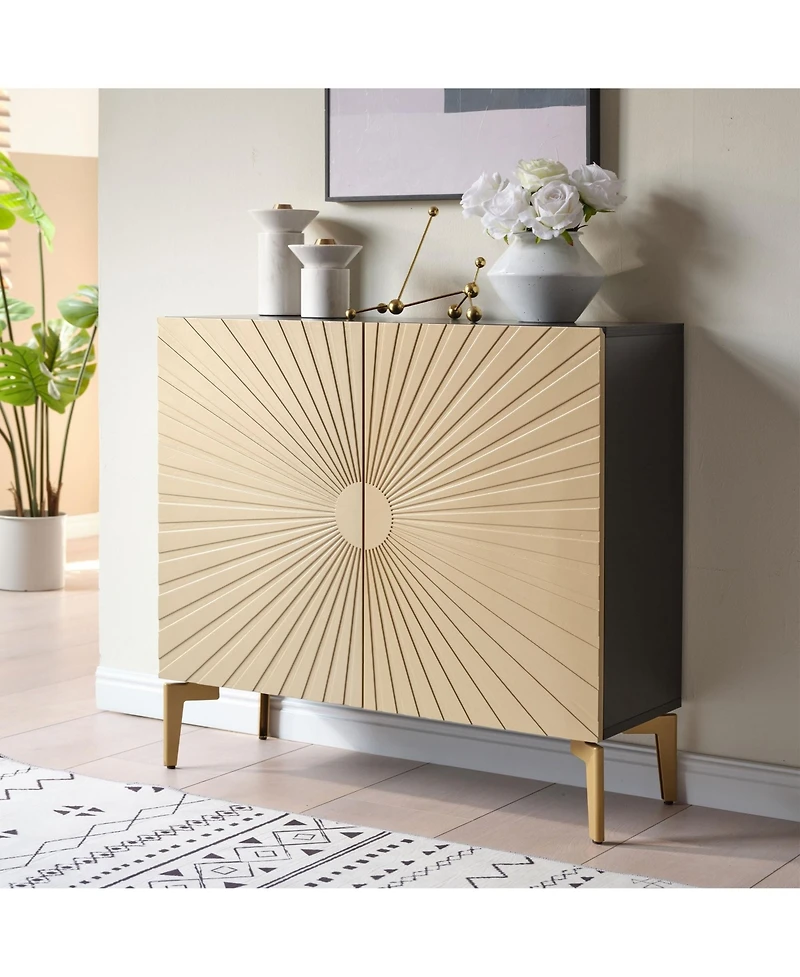 Kings Brand Furniture George Console Table for Entryway, Wood Sofa Table, Elegant Hallway Tables (Black Frame, White Door)