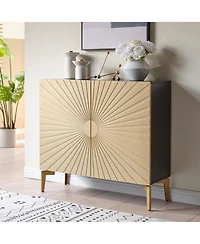 Kings Brand Furniture George Console Table for Entryway, Wood Sofa Table, Elegant Hallway Tables (Black Frame, White Door)