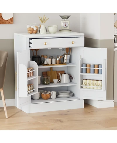 Streamdale Modern Freestanding Kitchen Pantry with Drawer & Adjustable Shelves
