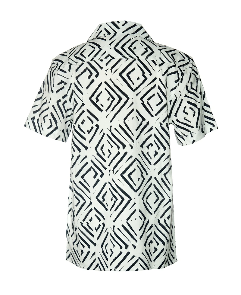 Univibe Big Boys Battery Geo Print Short Sleeve Woven Shirt