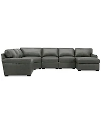 Radley Roll Arm 145" 6-Pc. Leather Wedge Corner Chaise Sectional, Exclusively at Macy's