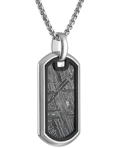 Bulova Men's Icon Meteorite Sterling Silver Dog Tag 26" Pendant Necklace