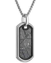Bulova Men's Icon Meteorite Sterling Silver Dog Tag 26" Pendant Necklace