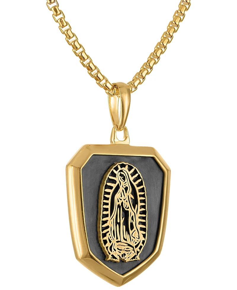 Bulova Men's Our Lady of Guadalupe Two-Tone Sterling Silver Pendant Necklace, 24" + 2" extender
