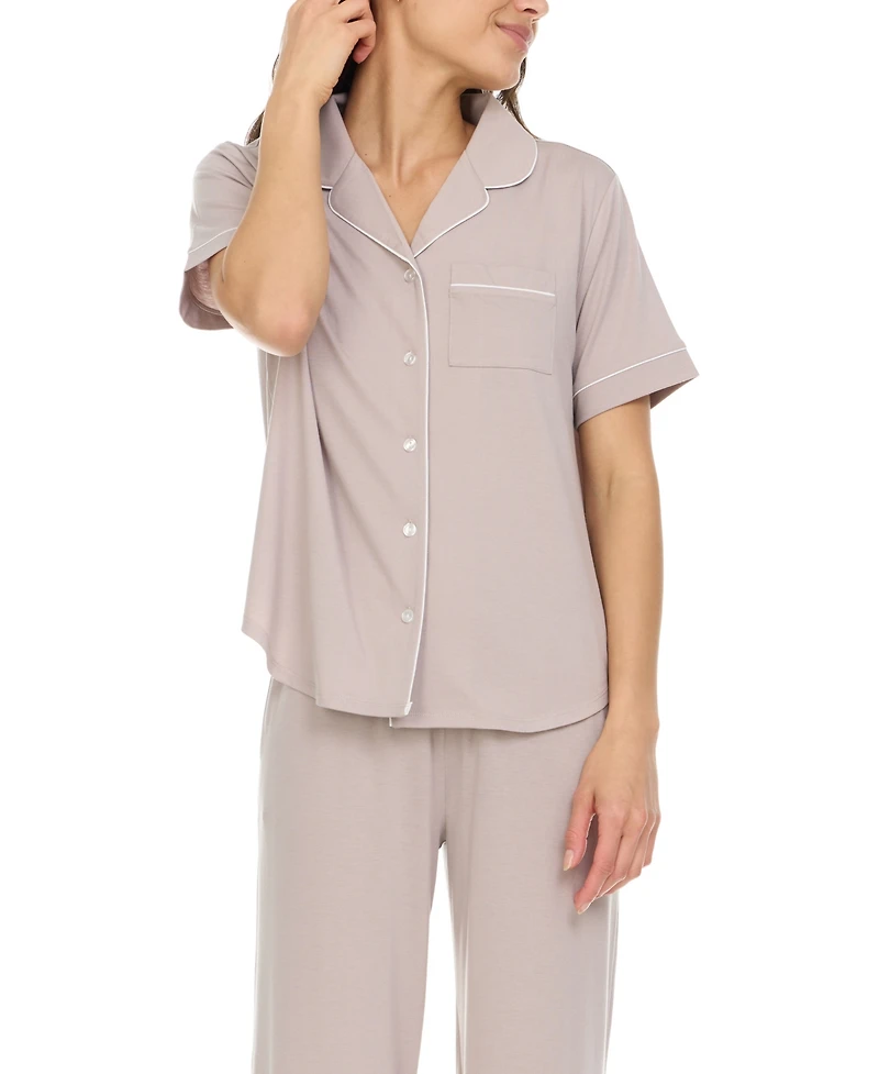 Flora by Nikrooz Women's Annie Notch Top and Capri Pajama Set
