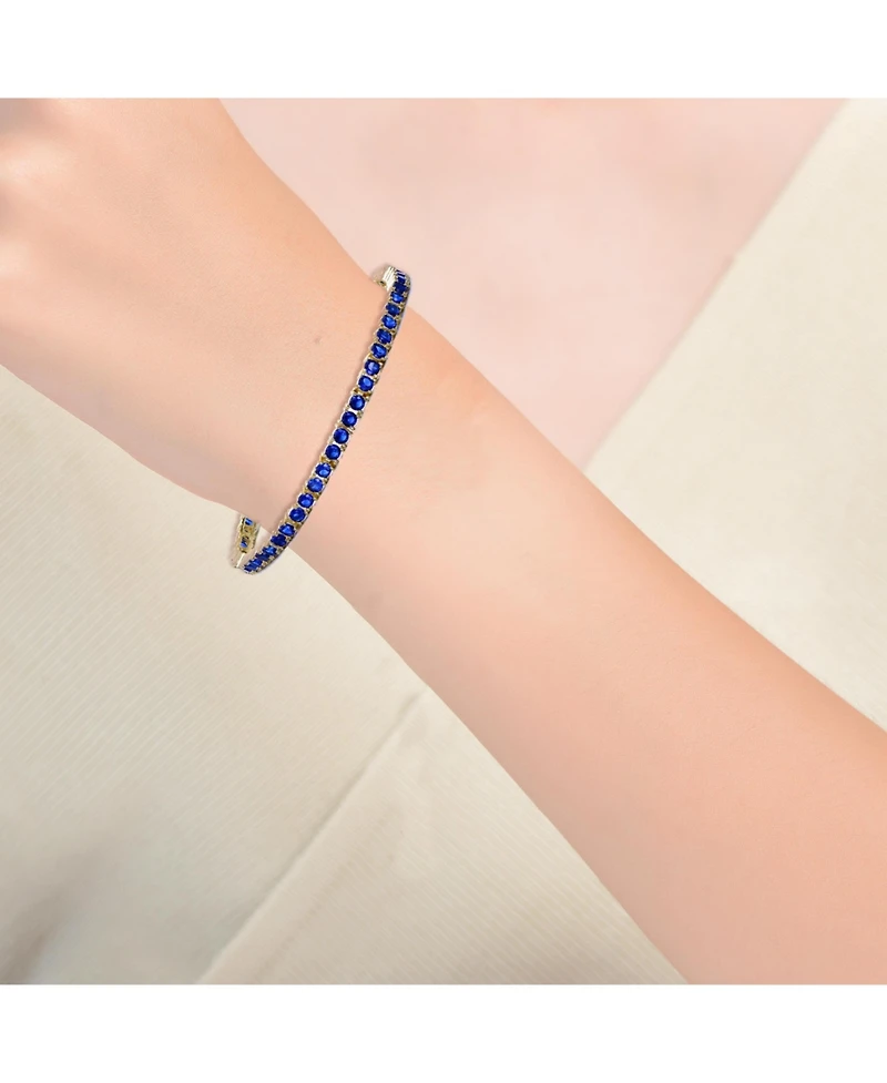 Rachel Glauber Classic Colored 3mm Cubic Zirconia Tennis Bracelet