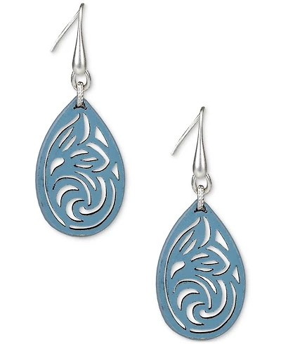 Patricia Nash Silver-Tone Leather Lace Drop Earrings