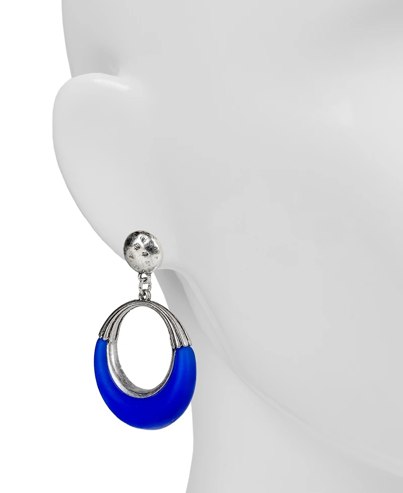 Patricia Nash Silver-Tone Half Color Doorknocker Drop Earrings