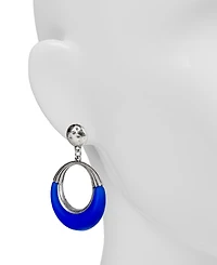 Patricia Nash Silver-Tone Half Color Doorknocker Drop Earrings
