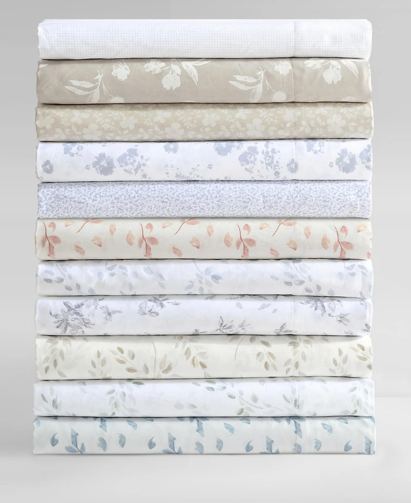 Closeout! Calvin Klein Printed 300-Thread Count Cotton Sateen 4-Pc. Sheet Set, King