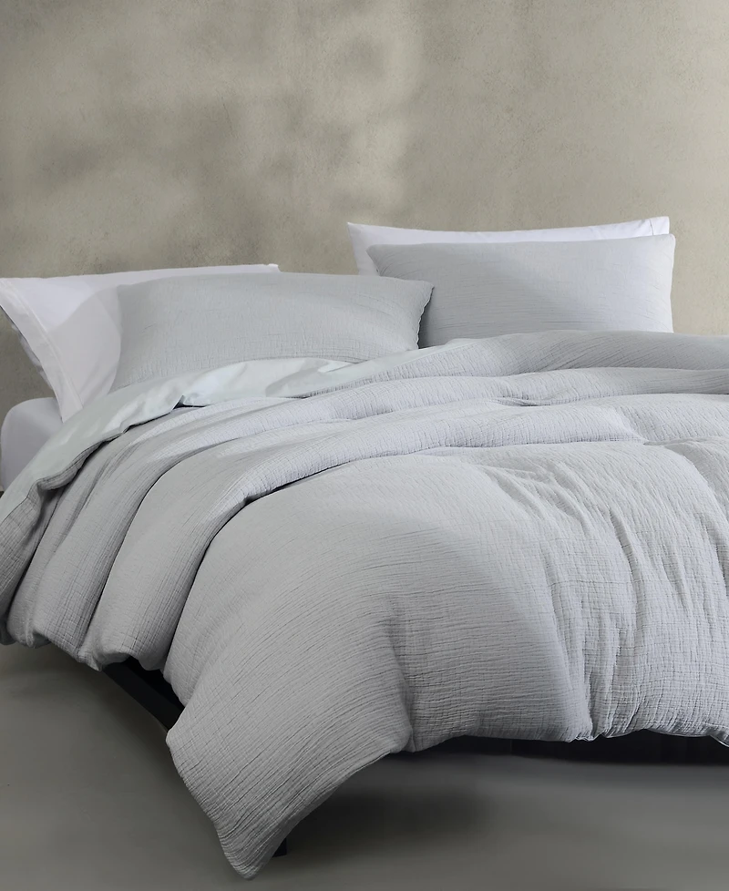 Closeout! Calvin Klein Washed Texture Solid Cotton Jacquard 3 Piece Comforter Set, Queen