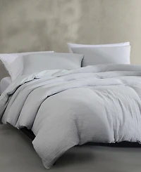 Closeout! Calvin Klein Washed Texture Solid Cotton Jacquard 3 Piece Comforter Set, Queen