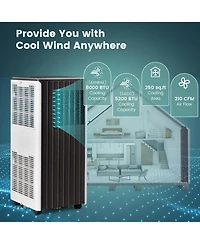 Gymax 8000 Btu Ashrae Portable Air Conditioner 3-in-1 Ac Unit w/ Cool Dehum Fan Sleep Mode