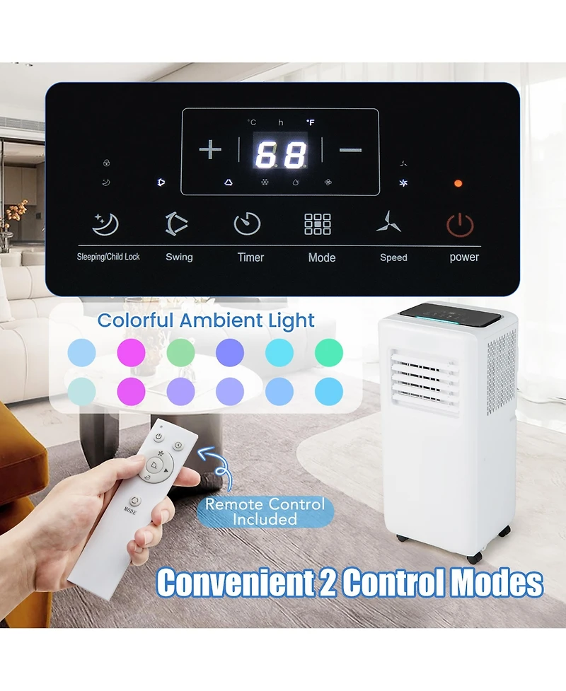 Gymax Portable Air Conditioner w/ Remote Control 3-in-1 Portable Ac Unit w/ Fan & Dehumidifier