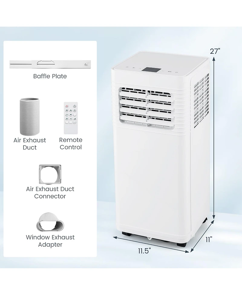 Gymax 8000 Btu Portable Air Conditioner 3-in-1 Ac Unit w/ Dehumidifier & Fan Sleep Mode & 24H Timer