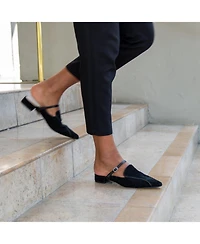 Alterre Women's Black Suede Twiggy Customizable Pointed Loafer Slides