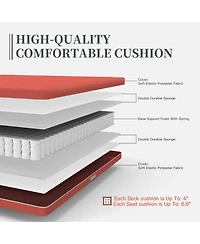 4 Pieces Aluminum Outdoor Patio Furniture Set, Modern Outdoor Sectional with Outdoor Patio Coffee Table & 7 Inch Cushion, Outdoor Patio Sectional Sofa
