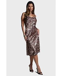Bebe Women's Print Satin Cowl Midi Dress