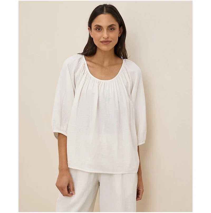 Pact Organic Cotton Coastal Double Gauze Scoop Neck Top