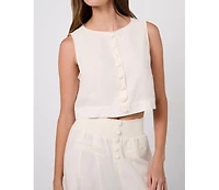 WeWoreWhat Women's Boxy Linen Boatneck Top