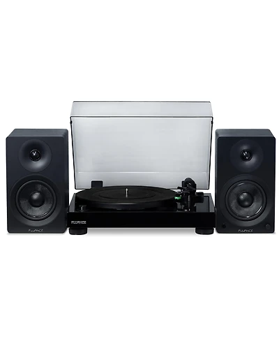Fluance RT81 Elite High Fidelity Vinyl Turntable (White) with Ai41 Powered 5" Stereo Bookshelf Speakers (White Walnut), Diamond Stylus, Belt Driv