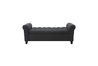 Tufted Storage Ottoman Bench with Rolled Arms, Button-Tufted Diamond Stitching, Soft-Close Hinges, and Versatile Design for Seating and Storage-The Po