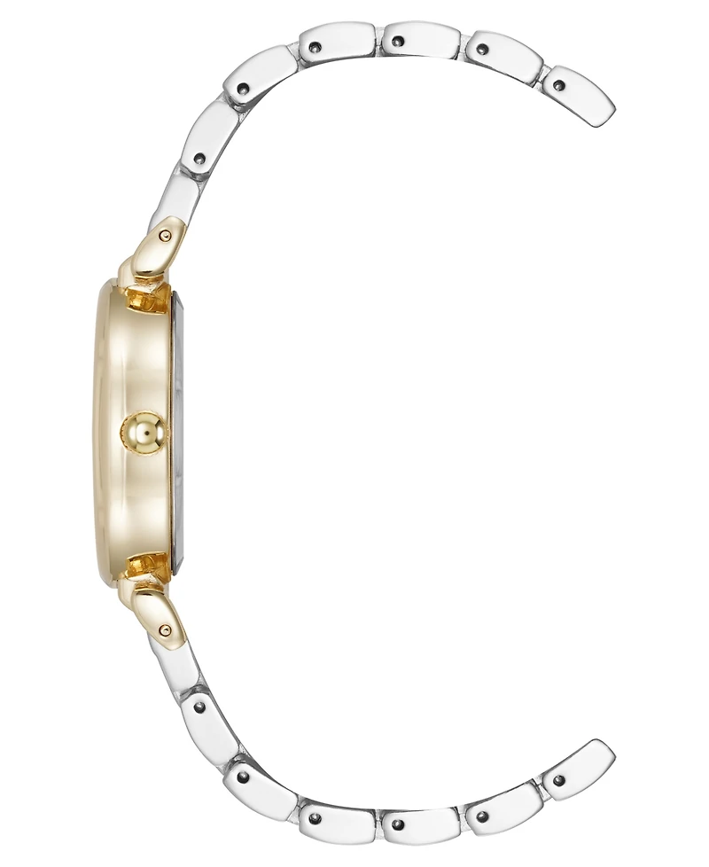 Anne Klein Women's Quartz Oval Roman Numeral Two-Tone Metal Alloy and Black Dial Watch, 25mm