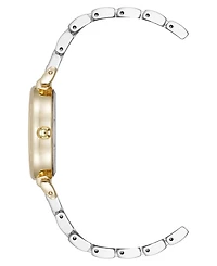Anne Klein Women's Quartz Oval Roman Numeral Two-Tone Metal Alloy and Black Dial Watch, 25mm