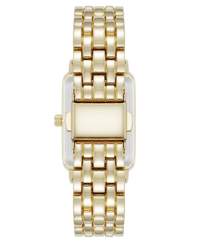 Anne Klein Women's Quartz Rectangular Estate Gold-Tone Metal Alloy and Pink Dial Watch, 25mm