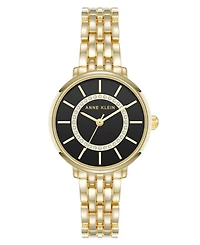 Anne Klein Women's Quartz Classy Gold-Tone Metal Alloy and Black Dial Watch, 30mm