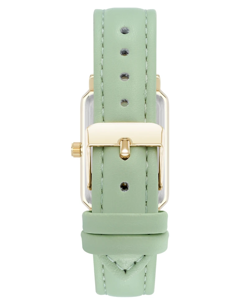 Anne Klein Women's Quartz Casual Mint Polyurethane Leather and Gold-Tone Metal Alloy Watch, 25mm