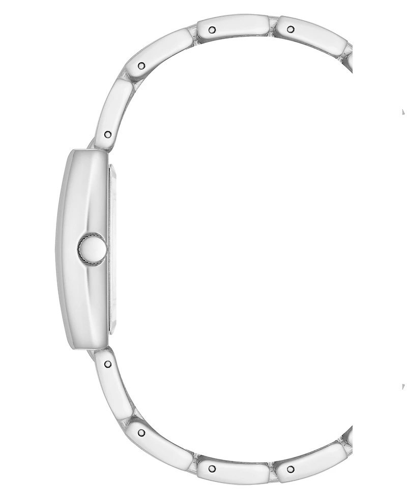 Anne Klein Women's Quartz Rectangular White Enamel and Silver-Tone Metal Alloy Watch, 22mm