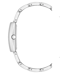 Anne Klein Women's Quartz Rectangular White Enamel and Silver-Tone Metal Alloy Watch, 22mm