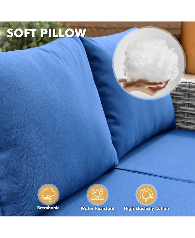 Xizzi 13 Piece Outdoor Patio Furniture Sets with Fire Pit Table,All Weather Wicker Sectional Sofa Extra Deep Swivel Chairs and Solar Powere