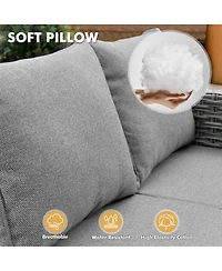 Xizzi 13 Piece Outdoor Patio Furniture Sets with Fire Pit Table,All Weather Wicker Sectional Sofa Extra Deep Swivel Chairs and Solar Powere