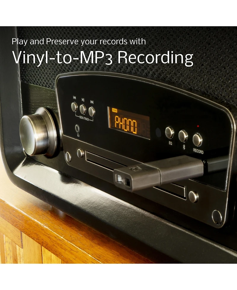 Electrohome Kingston 7-in-1 Vintage Vinyl Record Player Stereo System