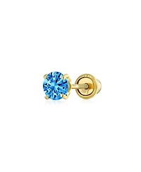 Bling Jewelry Minimalist Tiny Cubic Zirconia Aaa Cz 4-Prong Helix Cartilage Ear Lobe Piercing Daith Round Solitaire 14K Gold 1 Piece Stud Earring For