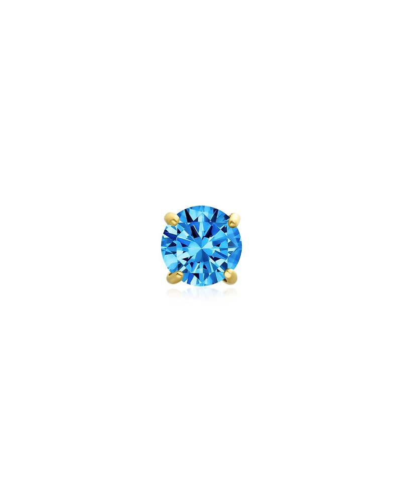 Bling Jewelry Minimalist Tiny Cubic Zirconia Aaa Cz 4-Prong Helix Cartilage Ear Lobe Piercing Daith Round Solitaire 14K Gold 1 Piece Stud Earring For