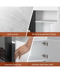 Cowsar Electric Fireplace 59" Electric Fireplace Mantel Wooden Surround Free Standing Tv Stand, Adjuatable Flame Speed, Remote Control, 8-Hour Timer F