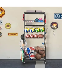 Mythinglogic Weight Capacity Sports Storage Garage Organizer for Balls Yoga Mats Multifunction Equipment Rack