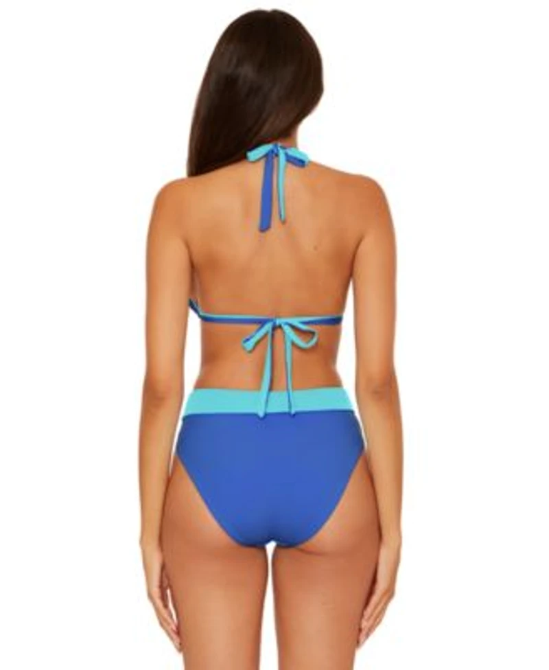 Becca Womens Color Code Reversible Triangle Bikini Top Color Code High Waist Reversible Bikini Bottoms